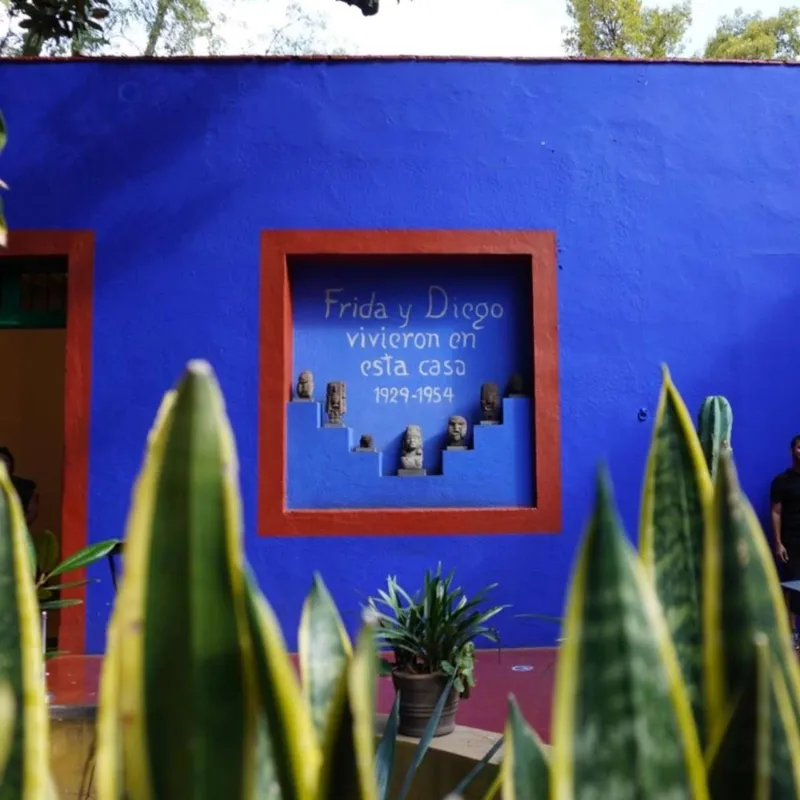 Frida Kahlo's studio and easel inside the Casa Azul, a landmark among museums in Mexico City, Coyoacan
