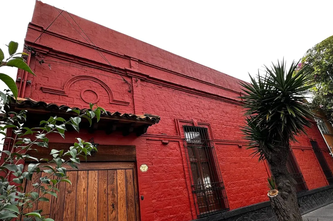 The red-walled Casa Kahlo, part of the Frida Kahlo museums in Mexico City, Coyoacán