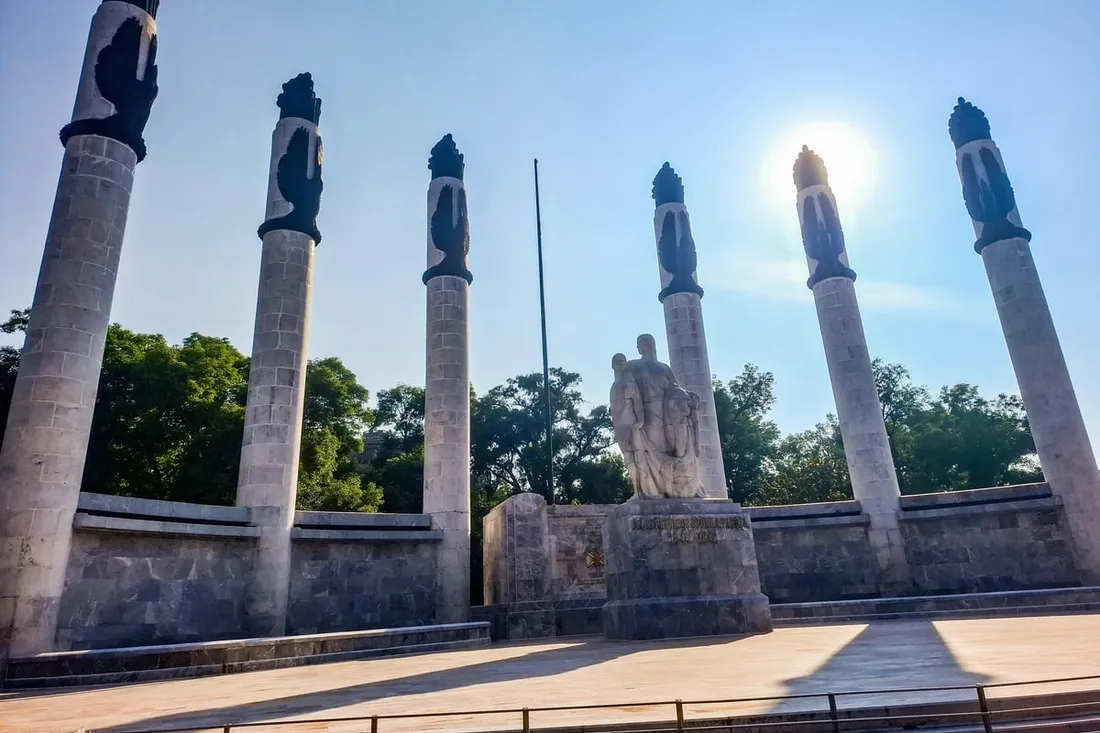 The Niños Héroes monument in Chapultepec Park below the castle and museums in Mexico City