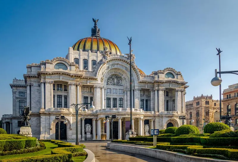 Historic center rooftops and the Bellas Artes dome, a treasures walk past museums in Mexico City